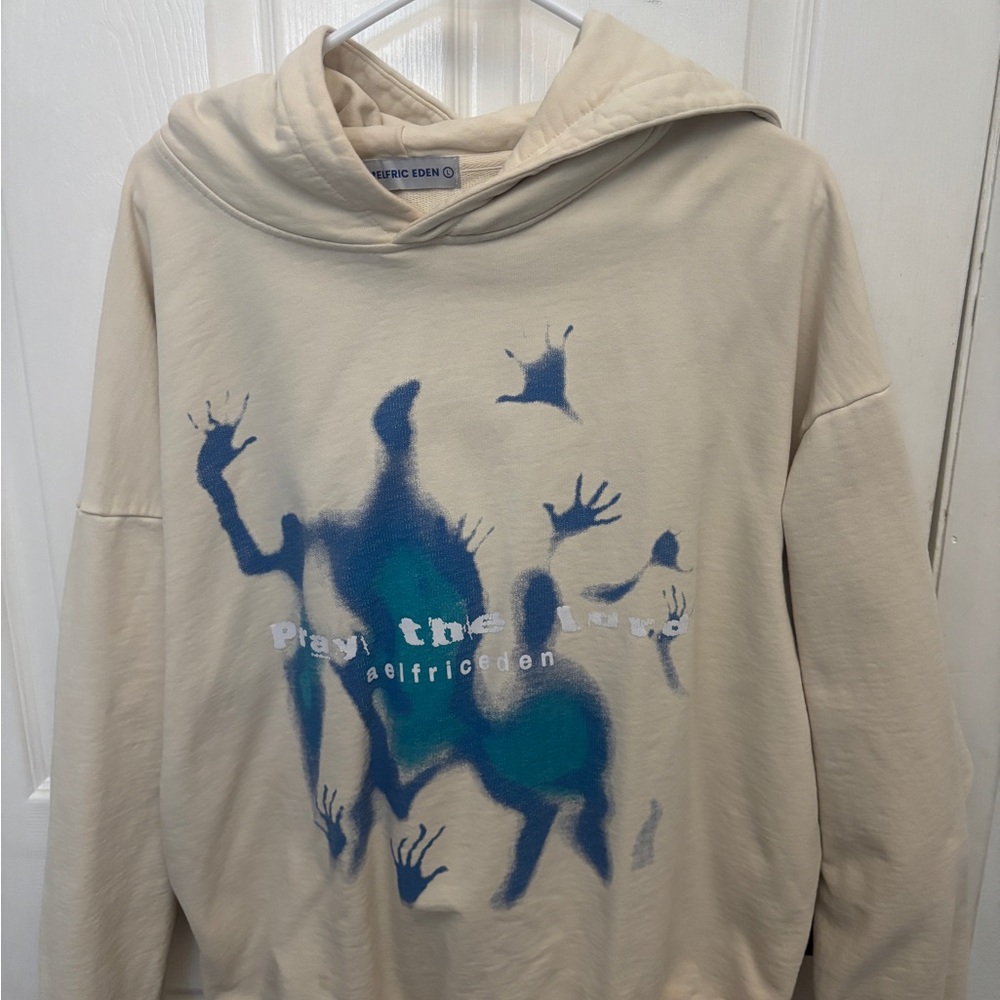 Aelfric Eden Beige and Blue Graphic Hoodie